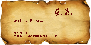 Gulis Miksa névjegykártya
